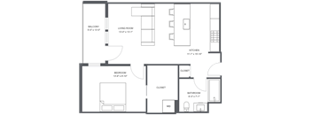 a floor plan of a bedroom apartment
