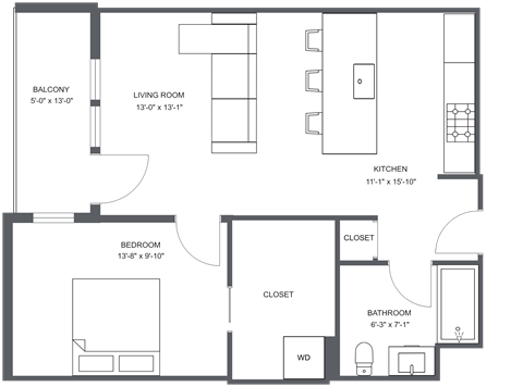 a floor plan of a bedroom apartment