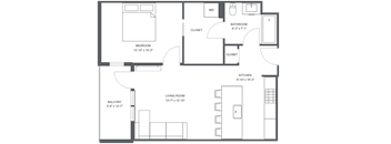 a floor plan of a bedroom apartment