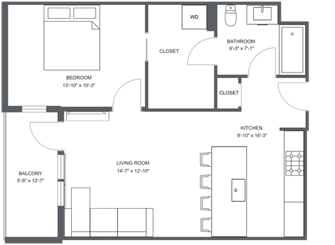 a floor plan of a bedroom apartment