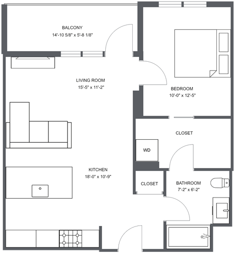 a floor plan of a bedroom apartment