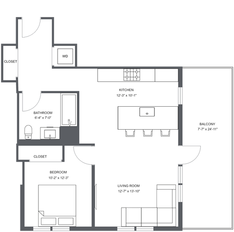 a floor plan of a bedroom apartment