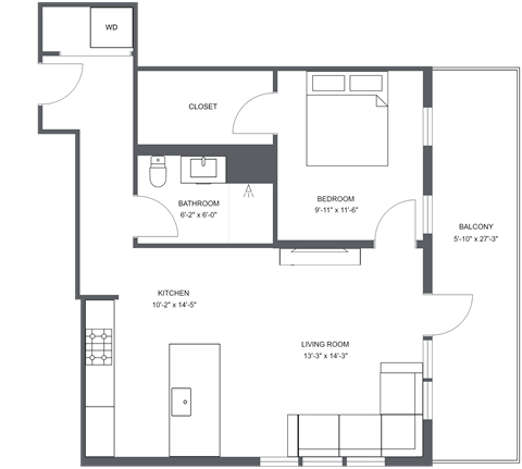 a floor plan of a bedroom apartment