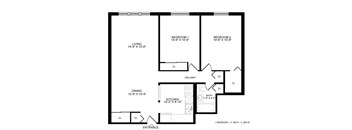 A black and white image of a floor plan for a house.