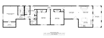 A floor plan of a house with labeled rooms and measurements.