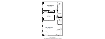A floor plan of a house with a living room, dining room, kitchen, and three bedrooms.
