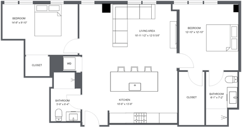 a floor plan of a bedroom apartment