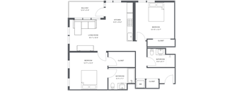 a floor plan of a bedroom apartment
