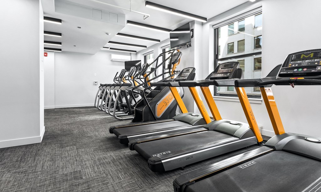 cardio equipment in the gym at the case building apartments