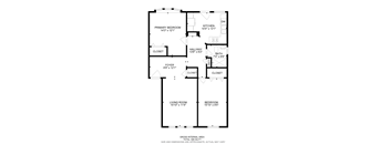 A floor plan of a house with a living room, dining room, kitchen, and several bedrooms.