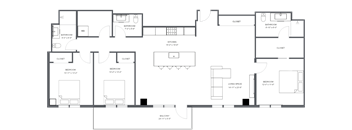 a floor plan of a large bedroom apartment