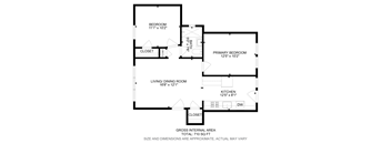 A floor plan of a small apartment with a total area of 710 square feet.
