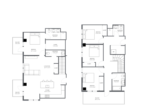 a floor plan of a large bedroom apartment