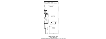 A floor plan of a house with a living room, dining room, kitchen, and closet.