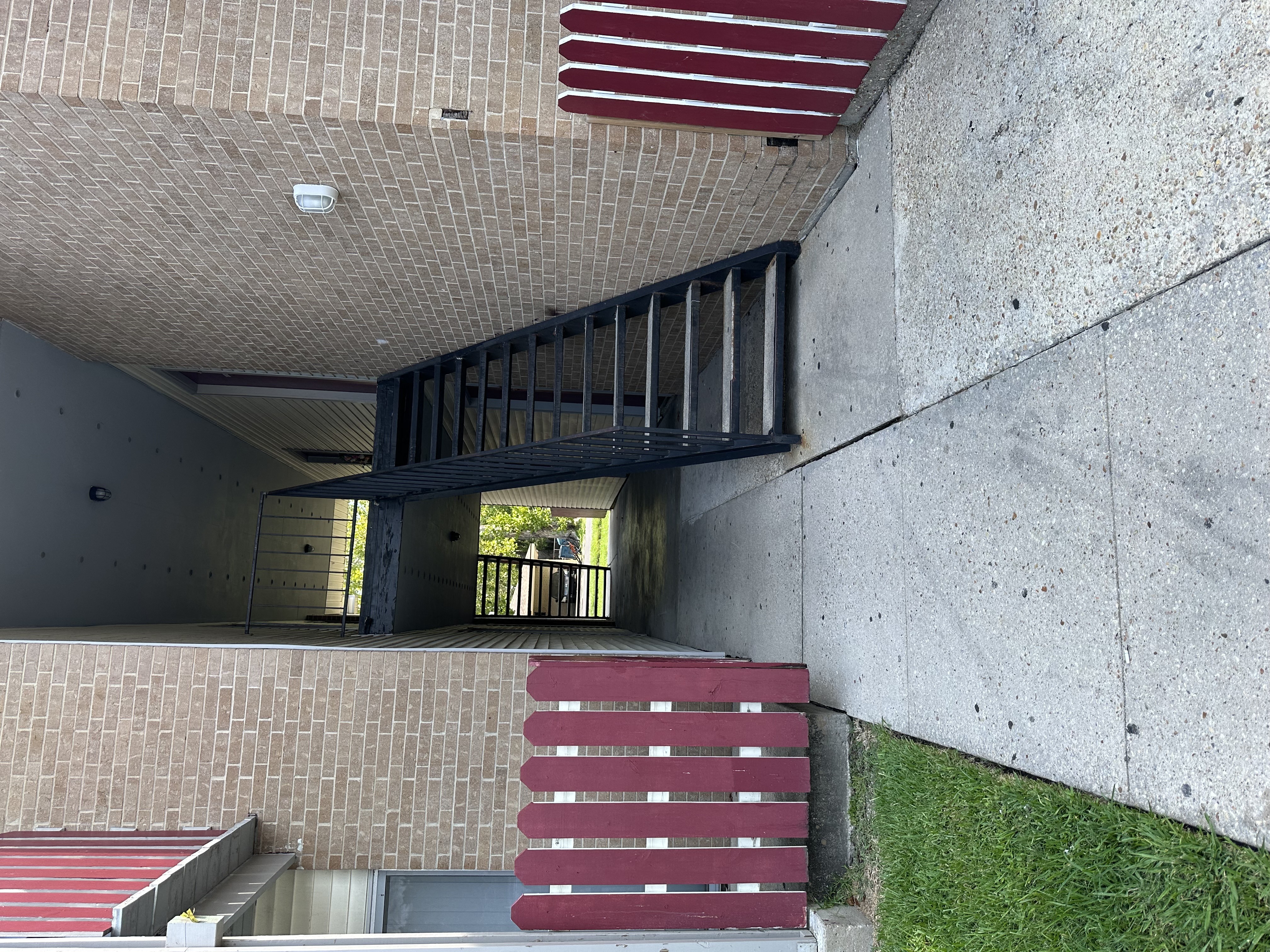 a view of the stairs leading up to the top of the building