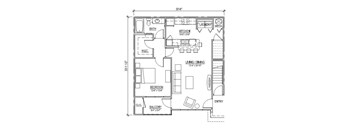 A floor plan of a small apartment with a balcony.