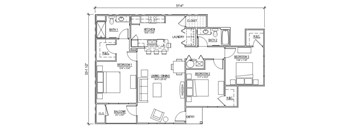 A floor plan of a house with dimensions and room labels.