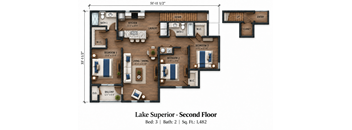A second floor floor plan for a property called Lake Superior.