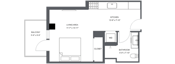 a floor plan of a studio apartment