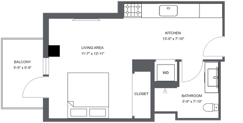 a floor plan of a studio apartment