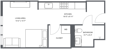 a floor plan of a bedroom apartment