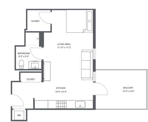 a floor plan of a bedroom apartment