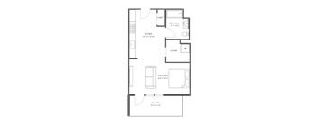 a floor plan of a 1 bedroom apartment