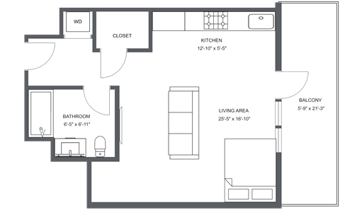 a floor plan of a bedroom apartment