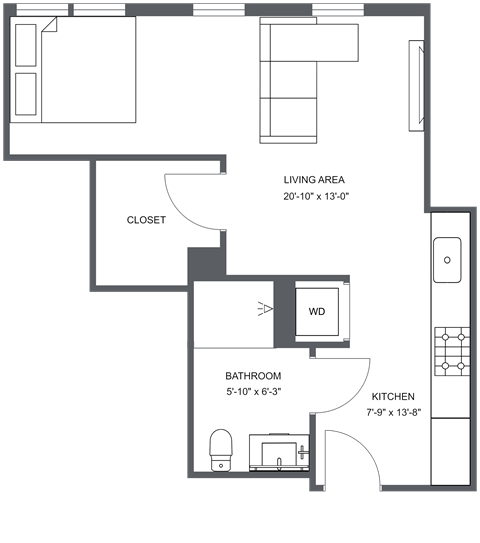 a floor plan of a bedroom apartment