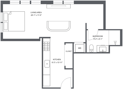 a floor plan of a bedroom apartment
