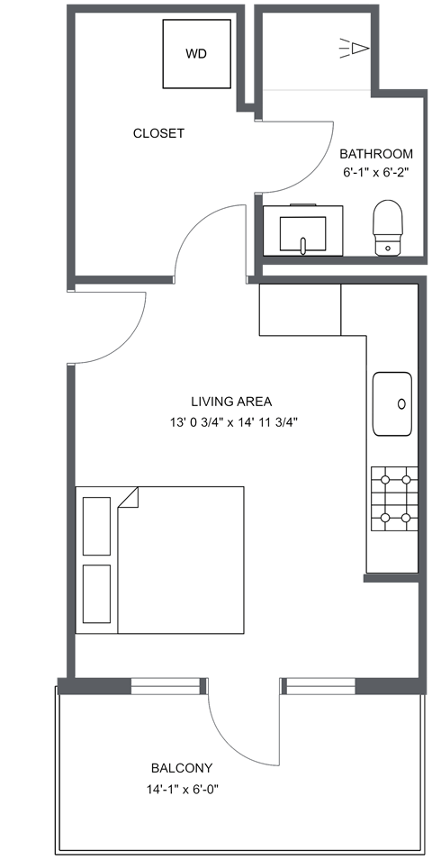a floor plan of a bedroom apartment