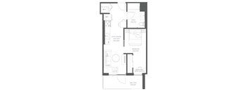 a floor plan of a small house with a bedroom and a living room