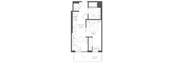 a floor plan of a small house with a bedroom and a living room