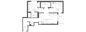 a floor plan of a house with bedrooms and a living room