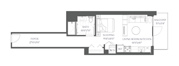 a floor plan of a living room and a bedroom