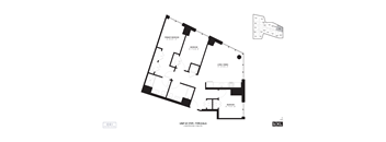 A black and white image of a floor plan for a unit.