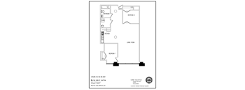 the floor plan for a small apartment with a bedroom and a living room