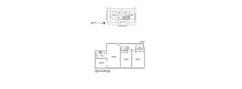 A drawing of a floor plan for a home with a key plan and measurements.