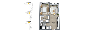 1 Bedroom - 306, 406, 408, 506, 508