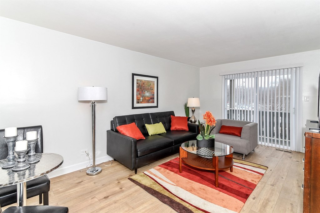a living room with two couches and a coffee table