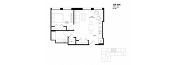 a floor plan of a home with a bedroom and a living room