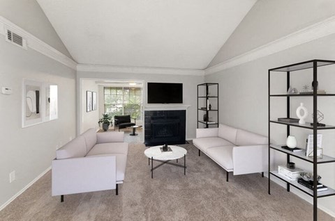 Model living room at Cobblestone, Arlington