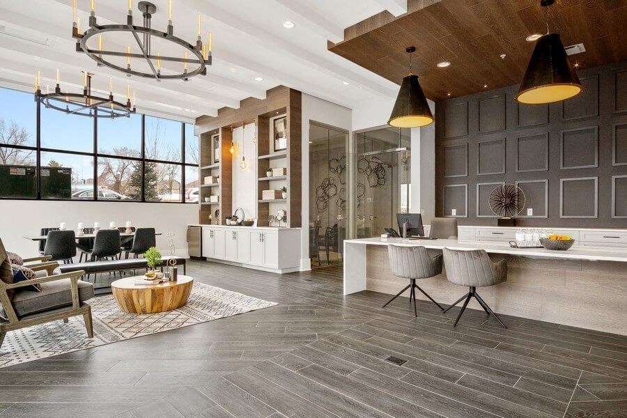 Community lounge space and front desk area