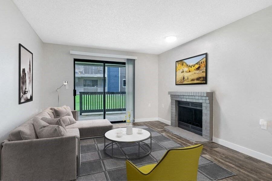 Model living room with vinyl flooring