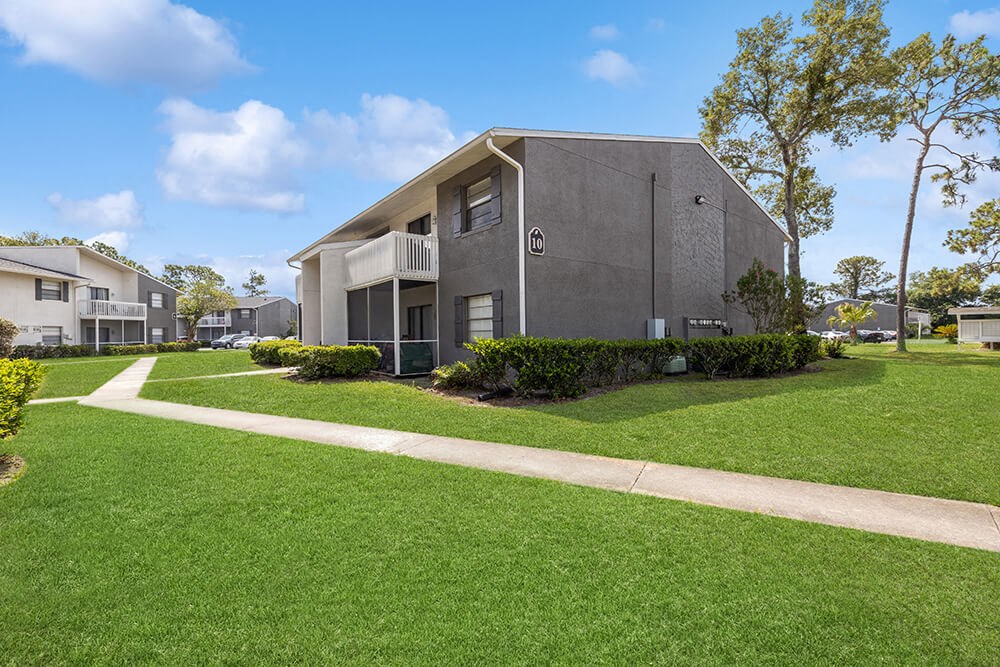Apartment building exterior and walking path