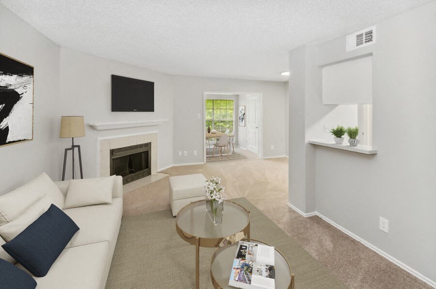 Model living room at Autumnwood, Texas