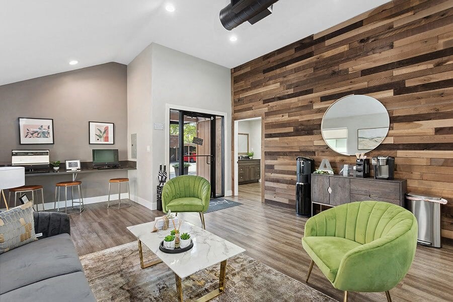 Community Clubhouse with Lounge Furniture at The Archer Apartments in Sacramento, CA.