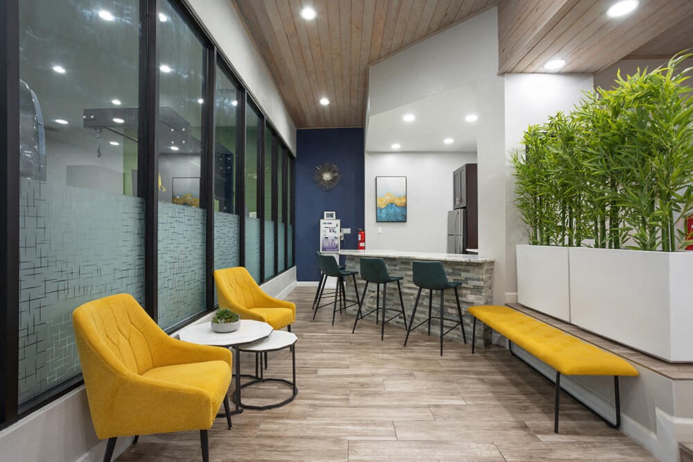 Community Clubhouse with Kitchen Area at Haven at Water's Edge Apartments in Tampa, FL.