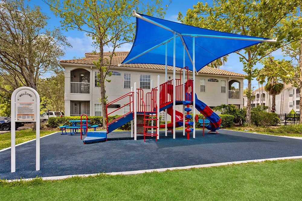 Community playground with sunshade