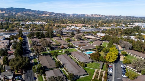 Aerial view of The Grove at Walnut Creek Apartments in Walnut Creek, CA.